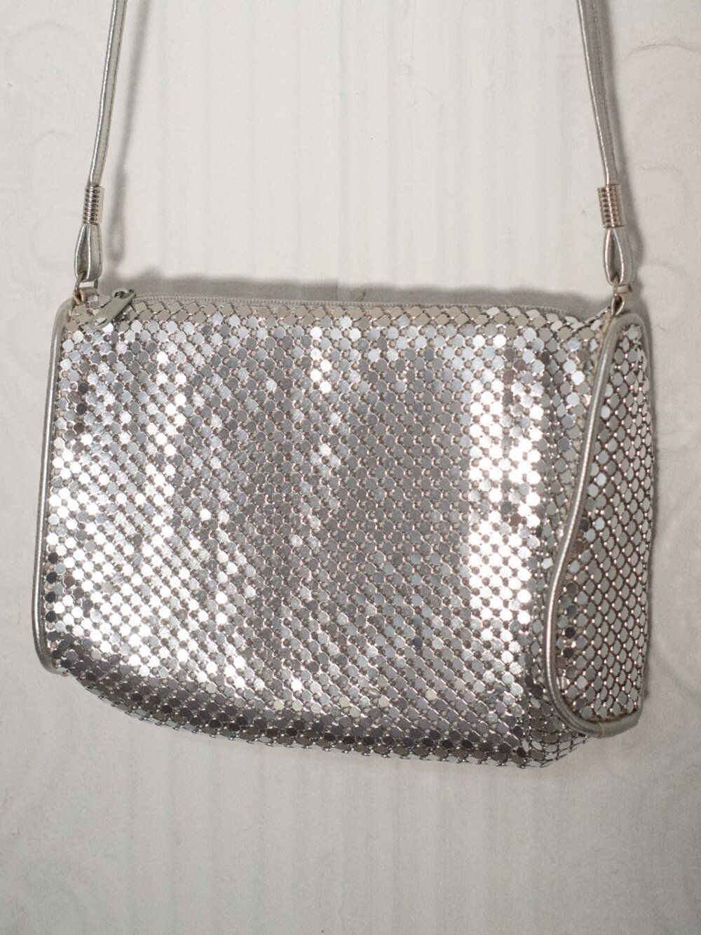 Metallic Silver Sequined Purse